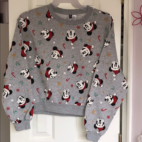 H&M Tops - H&M Mickey Mouse Christmas cropped ls sweatshirt.